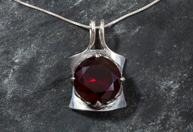 Ruby Pendant, Created Ruby Pendant, Statement Pendant, Red Ruby Pendant, Solid Silver Pendant, Red Pendant, Large Ruby Pendant, Created Ruby image 3