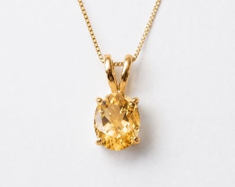 Gold Citrine Pendant, Natural Citrine, Dainty Yellow Pendant, November Birthstone, Yellow Diamond Necklace, Gold Plated Pendant, Vermeil