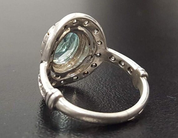 Bague Argent 925 Avec Opale Et Aigue-marine - Taille 56,5 - Très Bon état Comme Neuve