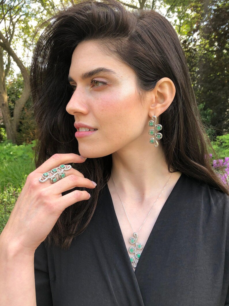 Leaf Ring, Emerald Ring, Vintage Rings, Antique Ring, Antique Emerald Ring, Vintage Emerald Ring, May Birthstone, Solid Silver Ring image 9