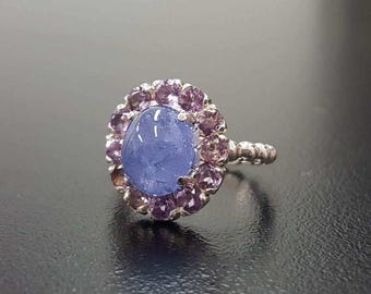 Tanzanite Ring, Natural Tanzanite, Amethyst Ring, December Ring, Victorian Ring, Unique Stone Ring, February Birthstone, Solid Silver Ring