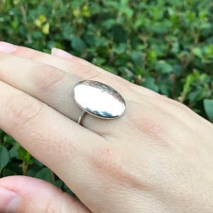 Oval Silver Ring, Solid Silver Ring, Statement Ring, Unique Silver Ring, Ellipse Ring, Interesting Ring, Sterling Silver Ring, Silver Ring image 2