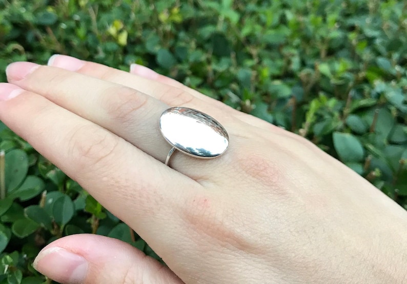 Oval Silver Ring, Solid Silver Ring, Statement Ring, Unique Silver Ring, Ellipse Ring, Interesting Ring, Sterling Silver Ring, Silver Ring image 2