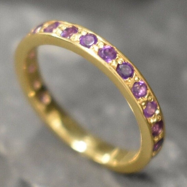 Gold Amethyst Ring, Amethyst Ring, Natural Amethyst, February Birthstone, Full Eternity Ring, Gold Eternity Ring, Stackable Ring, Amethyst