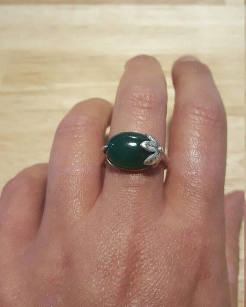 Blattring, Naturkorallenring, Horizontaler Ring, Geburtssteinring für März, Rosa Korallenring, Engelskoralle, Vintage-Ringe, Ring aus massivem Silber Bild 2