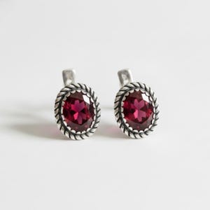 Ruby Earrings, Red Oval Earrings, Ruby Studs, Vintage Earrings, Red Stone Earrings, Victorian Earrings, 925 Silver Earrings, Red Ruby Studs