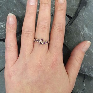 Natural Ruby Ring, Ruby Ring, Vintage Rings, July Birthstone, 6 Stone Ring, Solid Silver, July Ring, Red Ruby, Statement Ring, Real Ruby image 8