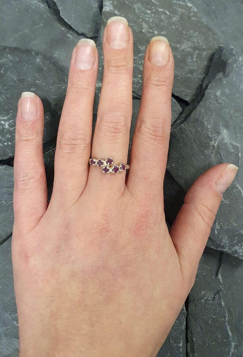 Natural Ruby Ring, Ruby Ring, Vintage Rings, July Birthstone, 6 Stone Ring, Solid Silver, July Ring, Red Ruby, Statement Ring, Real Ruby image 8