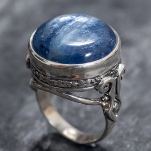 Kyanite Ring, Blue Kyanite, Natural Kyanite, Blue Kyanite Ring, Large Stone Ring, African Kyanite, Vintage Ring, Solid Silver Ring, Kyanite image 2