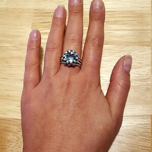 Statementring, blå topasring, naturlig blå topas, topadring, decembers födelsesten, unik ring, blå ring, massiv silverring, blå topas bild 7