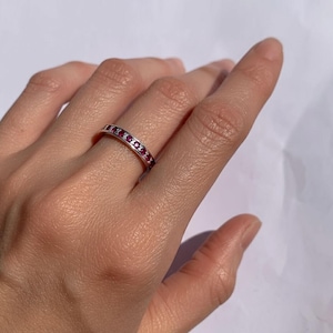 Ruby Band, Stacking Modern Ring, Wedding Band, Created Ruby Ring, Eternity Band, Silver Ring, Stackable Ring, Ruby Ring, Band, Gift Ideas