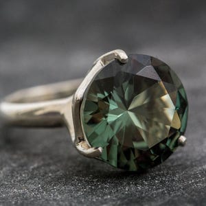 Grüner Diamant Ring, Lab Diamant, Großer Diamant Ring, Diamant Schnitt, Massiv Silber Ring, Reines Silber, Sterling Silber Ring, Vintage Ringe, Vintage