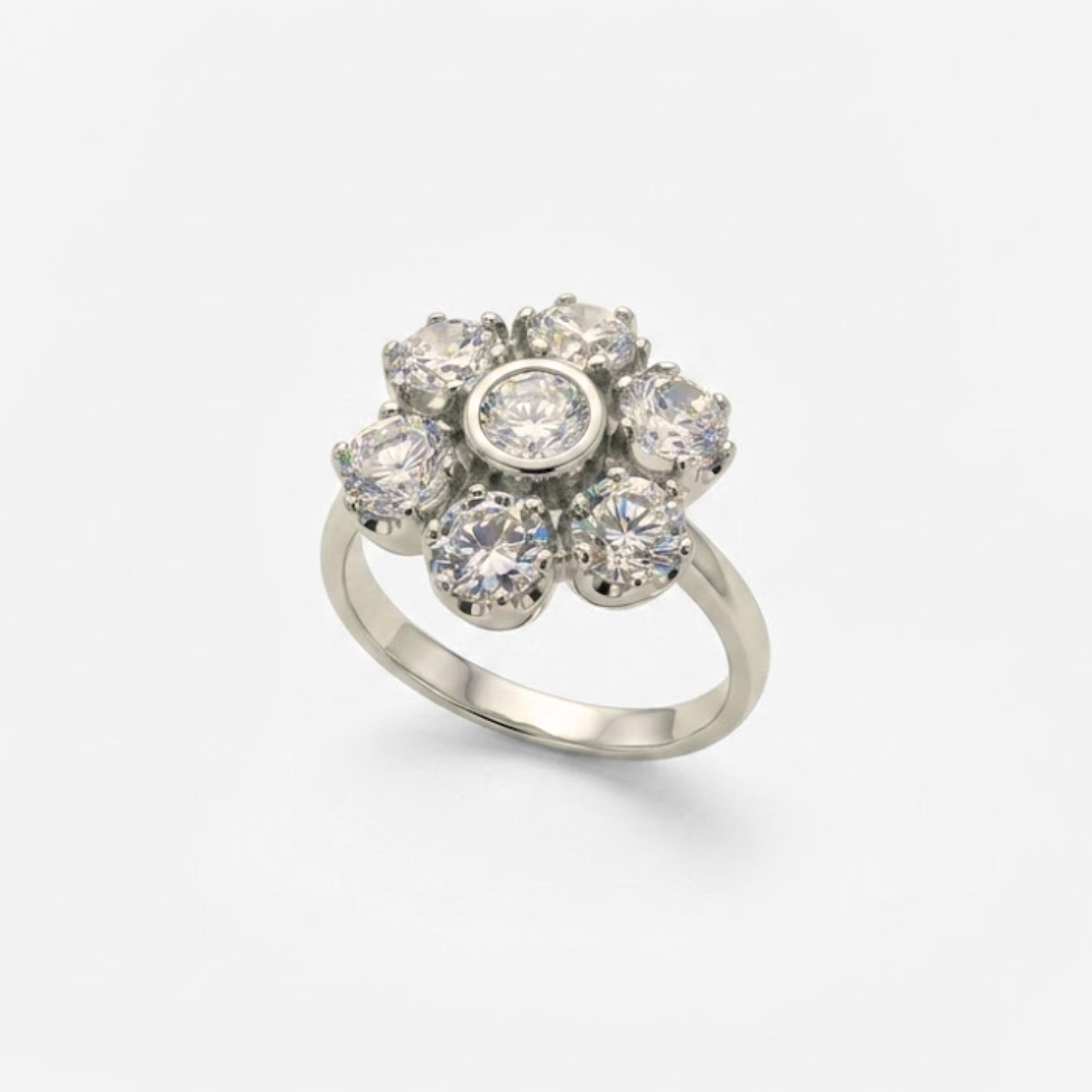 Diamond Ring, Created Diamond, Diamond Flower Ring, Flower Ring
