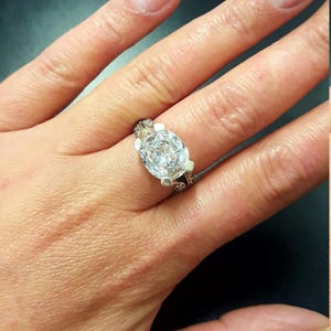 Anillo de diamantes, Diamante creado, Anillo horizontal, Anillo de diamantes vintage, Anillo blanco, Anillo vintage, Anillo de plata maciza, Anillo brillante, Diamante imagen 2