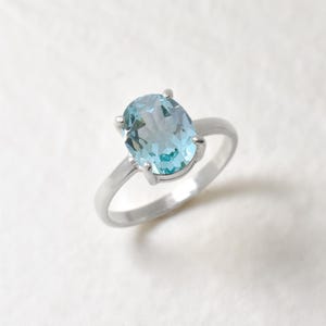 Blue Diamond Ring, Aquamarine Ring, Created Aquamarine, Promise Ring, Vintage Rings, Blue Aqua Ring, Blue Promise Ring, Solid Silver Ring