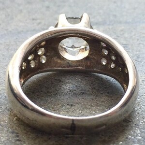 Bague en diamant, diamant de synthèse, bague de fiançailles, bague de style édouardien, bague ancienne, bague imposante, anneau large et scintillant, bague en argent sterling image 8