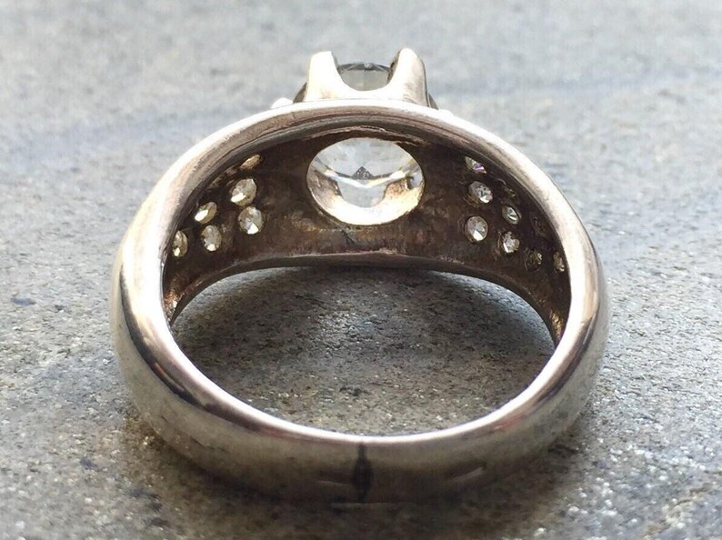 Bague en diamant, diamant de synthèse, bague de fiançailles, bague de style édouardien, bague ancienne, bague imposante, anneau large et scintillant, bague en argent sterling image 8