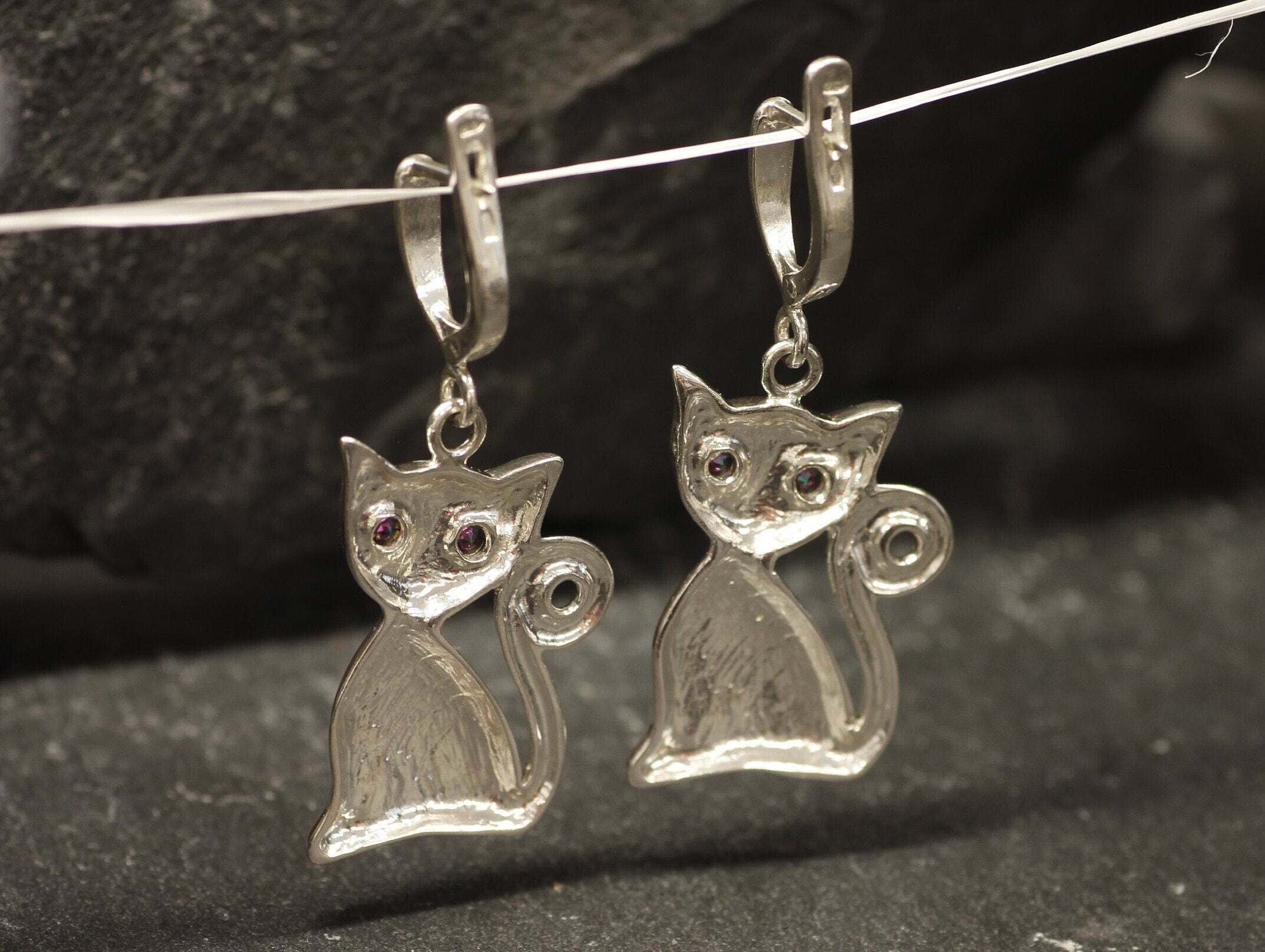 LIKGREAT Orecchini pendenti a forma di gatto, in stile kawaii