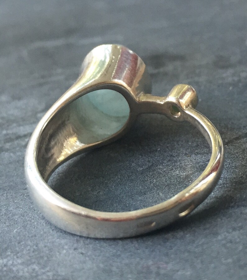 Aquamarine Ring, Natural Aquamarine, Emerald Ring, Natural Emerald, March Birthstone ,May Birthstone, Solid Silver Ring, Pure Silver, Aqua image 6