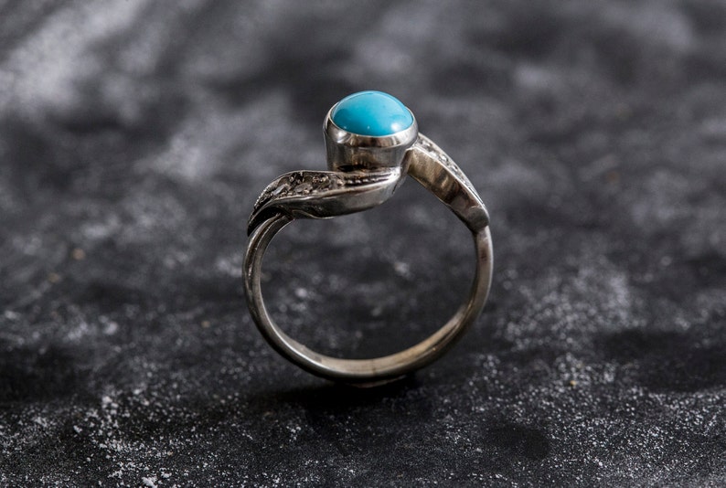 2 Carats Vintage Ring Natural Turquoise Solid Silver Ring Arizona Turquoise Sleeping Beauty Turquoise Turquoise Ring Real Turquoise