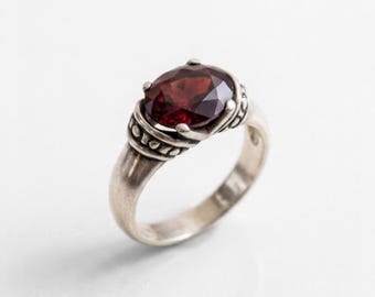 Garnet Ring, Natural Garnet, Vintage Rings, Red Ring, Antique Red Ring, Vintage Silver Ring, 3 Carats, Silver Ring, Statement Ring, Garnet