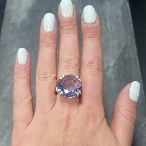 Aquamarine Ring, Created Aquamarine, Blue Vintage Ring, Blue Diamond Ring, Vintage Rings, Blue Ring, Solid Silver Ring, Large Aquamarine