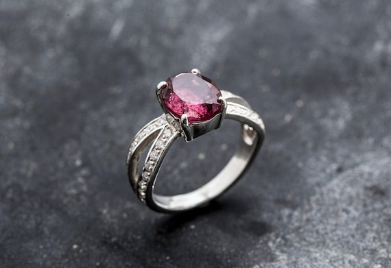Pink Tourmaline Ring, Tourmaline Ring, Natural Tourmaline, October Birthstone, Promise Rings, Pink Tourmaline, Solid Silver Ring, Tourmaline