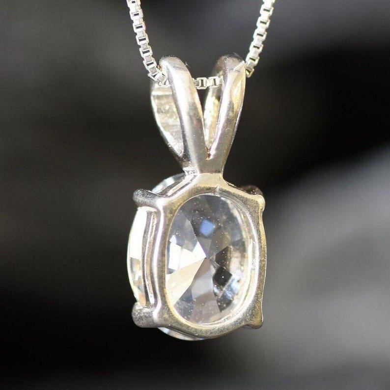 Diamond Necklace, Delicate Pendant, CZ Diamond Pendant, Sterling Silver Diamond Necklace, Bridesmaid Necklace, Solitaire Lab Diamond Charm image 10