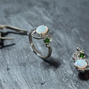 Opal Ring, Natural Opal Ring, Real Opal Ring, Unique Ring, Vintage Ring, October Birthstone, Asymmetric Ring, Fire Opal, Solid Silver Ring image 3
