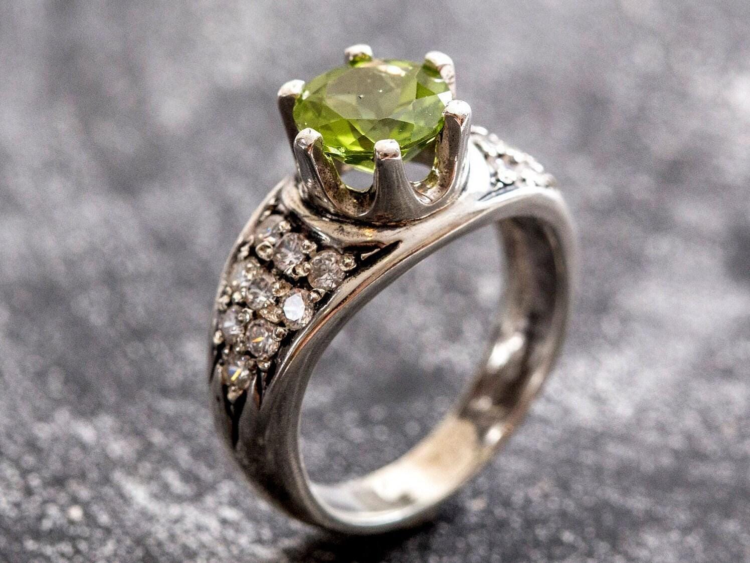Peridot Ring, Natural Peridot, Edwardian Ring, Engagement Ring