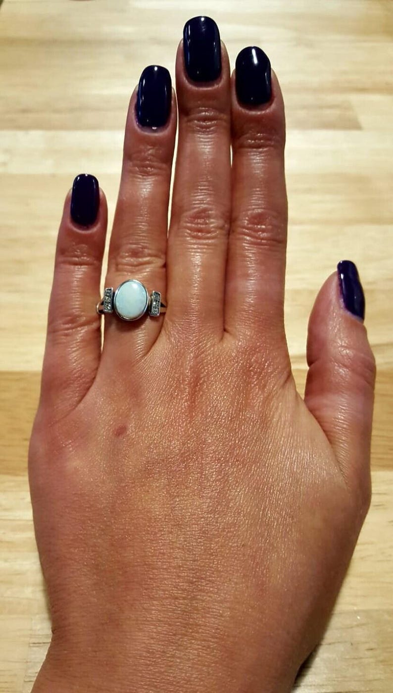 Opal Ring, Natural Opal, Vintage Rings, Fire Opal Ring, October Birthstone, Genuine Opal, White Ring, Promise Ring, Sterling Silver Ring image 8