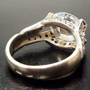 Anillo de diamantes, Diamante creado, Anillo horizontal, Anillo de diamantes vintage, Anillo blanco, Anillo vintage, Anillo de plata maciza, Anillo brillante, Diamante imagen 10