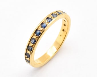 Gold Sapphire Ring, Sapphire Band, Natural Sapphire Band, Gold Eternity Ring, September Birthstone, Full Eternity Ring, Gold Vintage Band