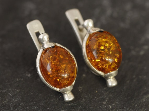 Vintage Amber Earrings Natural Amber Taurus Birthstone Yellow