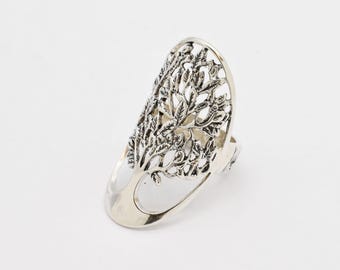 Silver Tree Ring, Tree of Life Ring, Vintage Ring, Artistic Ring, Family Ring, Silver Artisan Ring, Solid Silver Ring, Silver Leaf Ring