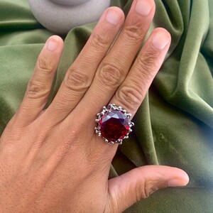 Ruby Statement Ring, Created Ruby, Red Vintage Ring, Large Red Ring, Ruby Cocktail Ring, Ancient Red Ring, July Birthstone, Adina Stone image 7