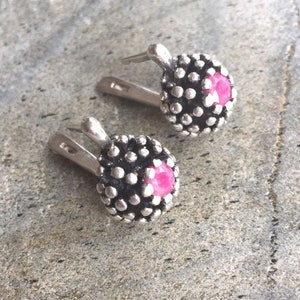Ruby Earrings, Natural Ruby Earrings, Vintage Earrings, Antique Earrings, Natural Ruby, Vintage Ruby Earrings, July Birthstone, Pure Silver image 9