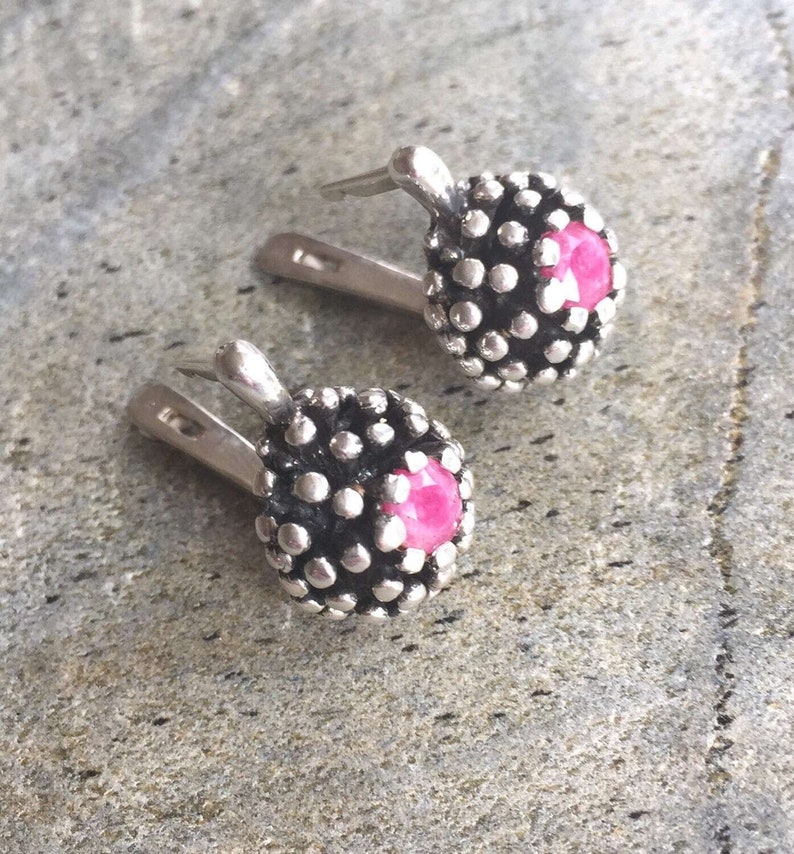 Ruby Earrings, Natural Ruby Earrings, Vintage Earrings, Antique Earrings, Natural Ruby, Vintage Ruby Earrings, July Birthstone, Pure Silver image 9