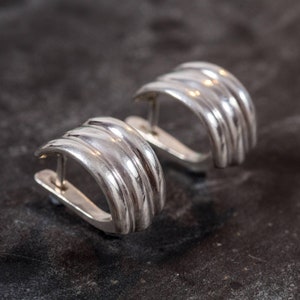 Half Hoop Earrings, Statement Earrings, 925 Silver Earrings, Unique Earrings, Artistic Earrings, Boho Earrings, Triple Earrings, Large Studs image 9