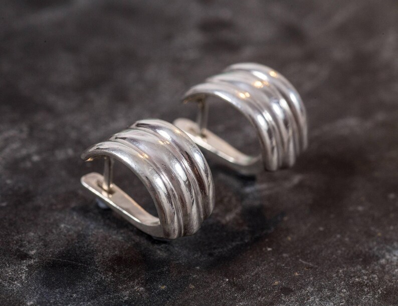 Half Hoop Earrings, Statement Earrings, 925 Silver Earrings, Unique Earrings, Artistic Earrings, Boho Earrings, Triple Earrings, Large Studs image 9