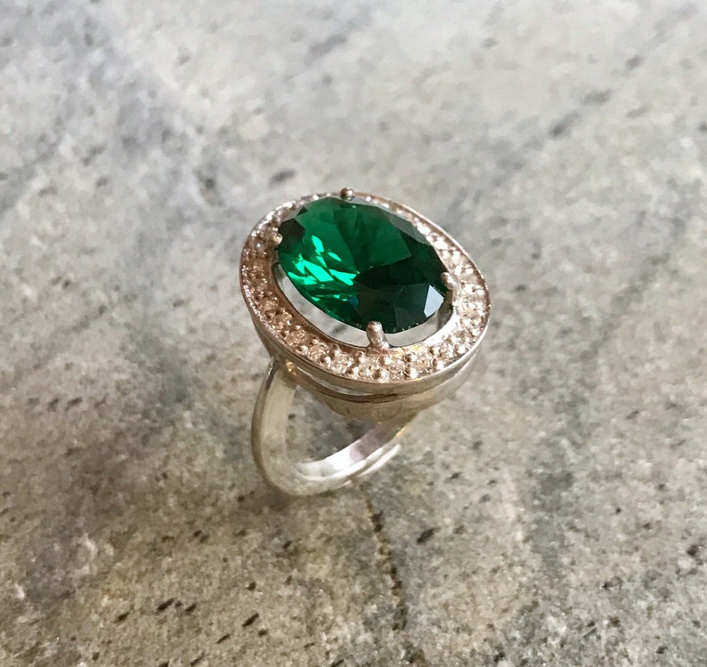 Large Emerald Ring Antique Ring Vintage Rings Created Etsy UK