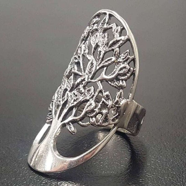 Silver Tree Ring, Tree of Life Ring, Vintage Ring, Artistic Ring, Family Ring, Silver Artisan Ring, Solid Silver Ring, Silver Leaf Ring