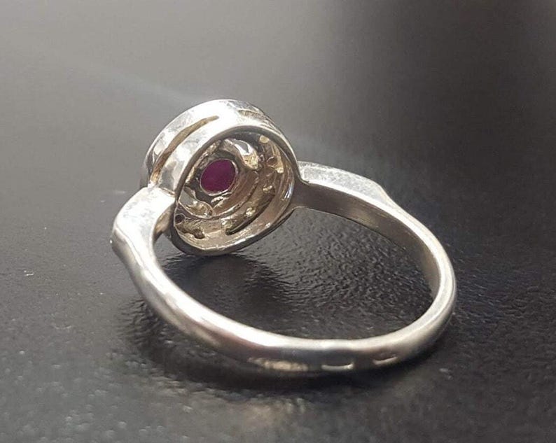 Ruby Ring, Natural Ruby Ring, July Birthstone, Cluster Ring, Red Vintage Ring, Red Ruby Ring, Genuine Ruby Ring, July Ring, 925 Silver Ring image 10