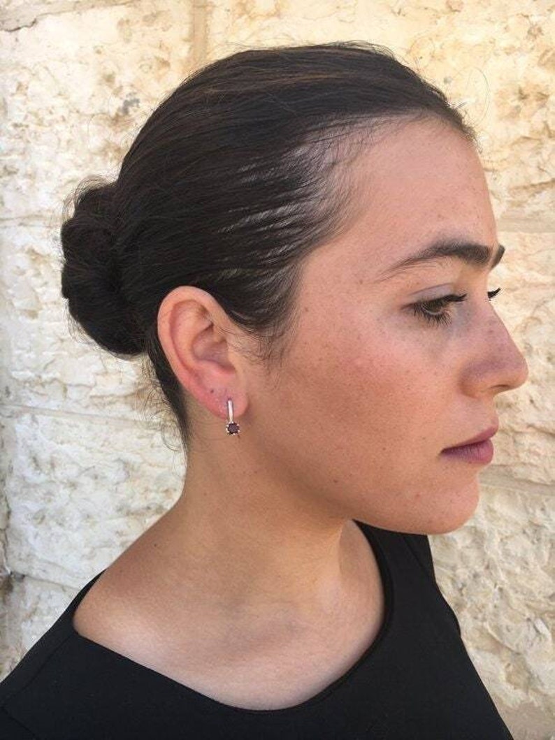 Garnet Earrings, Red Garnet Earrings, Natural Garnet Earrings, Dainty Earring, Red Diamond Earrings, Sterling Silver Earrings, Garnet Studs image 7