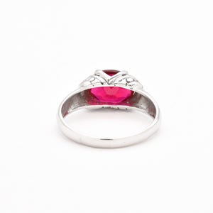 Tribal Ruby Ring, Created Ruby, Red Vintage Ring, Horizontal Ring, Antique Ring, 3 Carat Ruby, Statement Ring, Boho Ring, Solid Silver Ring