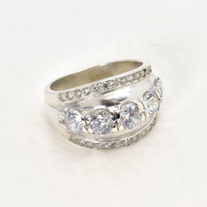 Unique Diamond Ring, Created Diamond Ring, Sparkly Ring, Diamond Ring, Vintage Ring, Wide Ring Design, Zircon Ring, Solid Silver, Diamond