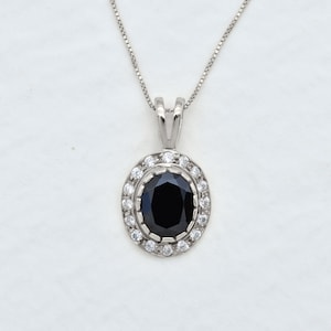 Black Onyx Pendant, Natural Onyx, Black Vintage Necklace, Silver Onyx Necklace, Black Oval Pendant,  Classy Black Pendant, Adina Stone