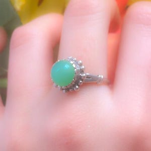Chrysoprase Ring, Natural Chrysoprase, Vintage Ring, Green Stone Ring, Spring Ring, Solitaire Ring, 925 Solid Silver Ring, Real Chrysoprase image 8