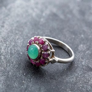 Ruby Ring, Antique Ruby Ring, Natural Ruby, Chrysoprase Ring, Natural Chrysoprase, Australian Chrysoprase, Vintage Rings, Solid Silver Ring image 9