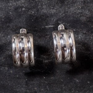 Half Hoop Earrings, Statement Earrings, 925 Silver Earrings, Unique Earrings, Artistic Earrings, Boho Earrings, Triple Earrings, Large Studs image 3